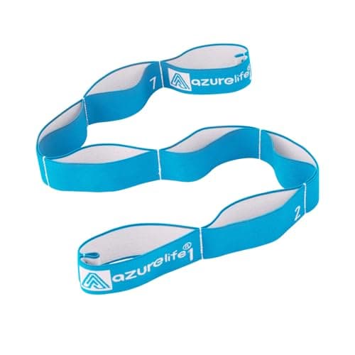 A AZURELIFE Elastic Yoga Stretching Strap, Multi-Loop Stretch Strap for Physical Therapy, Pilates, Yoga, Dance & Gymnastics Exercise and Flexible Pilates Stretch Band