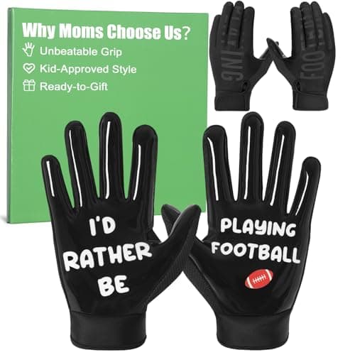 Pixel Panda Youth Football Gloves, Super Sticky Silicone Grip Wide Receiver Football Gloves, No Slip Breathable Kids Flag Glove Best Gifts for Boys Girls