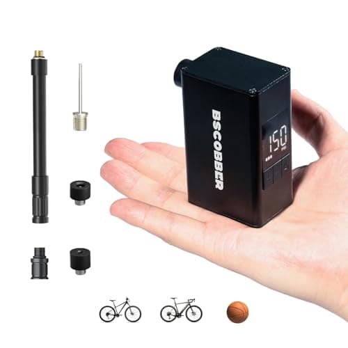 Mini Electric Bike Pump, Pocket-Sized Bicycle Tire Pump with 150 PSI Fast Inflation, Smart Auto Shut-Off, Digital Pressure Gauge, USB-C Rechargeable Air Pump for Road Bike, MTB & E-Bike