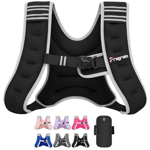Fragraim Weighted Vest for Women Men - 8lb Weight Vest with Reflective Stripe, Detachable Phone Pouch, Ideal for Walking, Strength Training, Running, Workout, Cardio and Weight Loss - Black