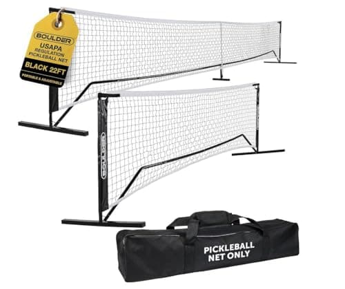 Boulder Pickleball Net - Premium USAPA Standard Full Court 22ft Pickleball Net Set with Additional 11ft Half Court Pickle Ball Tennis Net