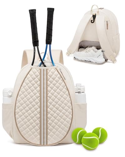 Sucipi Professional Tennis Bag with Shoes Compartment, Stylish Quilted Tennis Backpack, Water Resistant Tennis Racket Bag for Women Men, Suitable for Tennis, Pickleball and Badminton