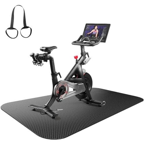 Exercise Bike & Treadmill Mat for Carpet/Hardwood Floors - Noise-Reducing Non-Slip Floor Protector, Durable Fitness Equipment Mat for Stationary Bikes, Gym & Home Workouts (Black, 32" × 75")