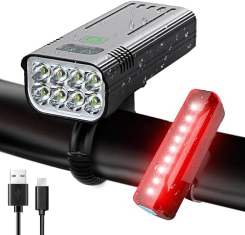 Victoper Upgraded Bike Lights, 8 LED High Lumens Super Bright Bike Light, 5+5 Modes USB Rechargeable Bicycle Light Front and Back, Bike Headlight and Tail Light Set for Night Riding, Road, Mountain