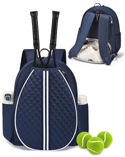 Sucipi Professional Tennis Bag with Shoes Compartment, Quilted Tennis Backpack, Water Resistant Tennis Racket Bags for Women, Suitable for Tennis, Pickleball and Badminton, Navy Blue
