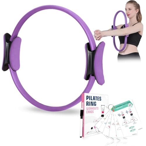 COARVXA Pilates Ring Fitness Circle for Women - 15 Inch Magic Fitness Circle for Toning Inner & Outer Thighs, Bonus Pilates Equipment Thigh Master Guide and 58 Exercise Cards. (Purple)
