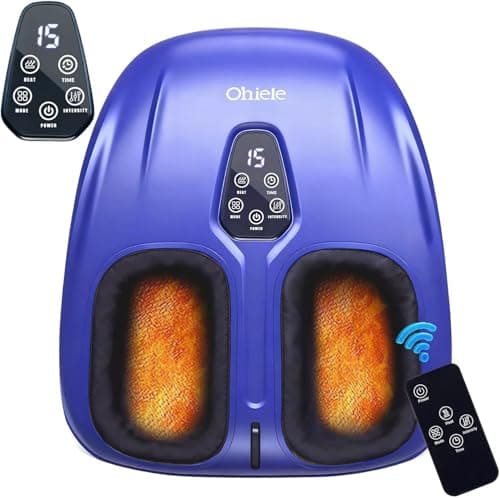 Ohiele Foot Massager with Heat,Shiatsu Deep Kneading Massager for Plantar Fasciitis, Foot Massage Machine with Multi Massage Modes & Remote Control for Pain Relief(Blue Purple)