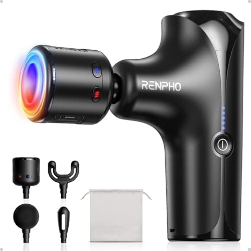 RENPHO Mini Thermacool Massage Gun with Heat and Cold, Fathers Day Dad Gifts, Professional Pocket-Sized Percussion Massager, Portable Deep Tissue Massager, Quiet Operation with Travel Carry Bag