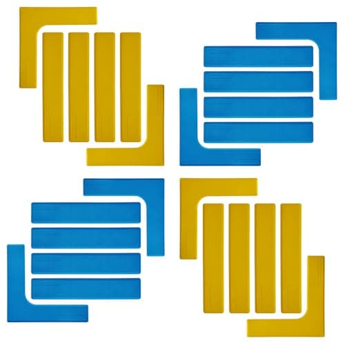 Eco Walker Court Lines Marker Kit Throw Down Markers Create Your Own Mini Pickleball Tennis Court (Blue-Yellow I L Shape)