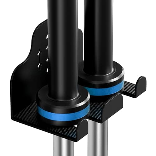 ZGJWJYUU Barbell Wall Holder,Olympic Hanger,Garage Gym Bar Wall Rack with 2 Bar Holders,Vertical Barbell Mount Rack,Space Saving Commercial or Home Gym Accessory,Holds Under 33mm Bar Size(Black)
