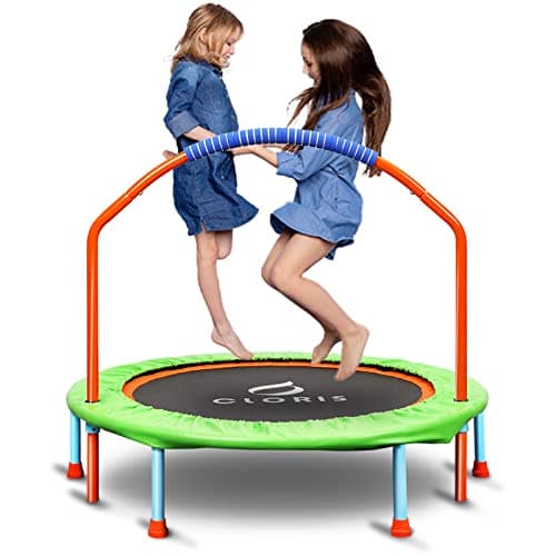 CLORIS 38in Folding Trampoline - Max Load 220lbs Rebounder Fitness Trampoline with Adjustable Foam Handle, with safty Padded Cover Best Gift (38'' Green)