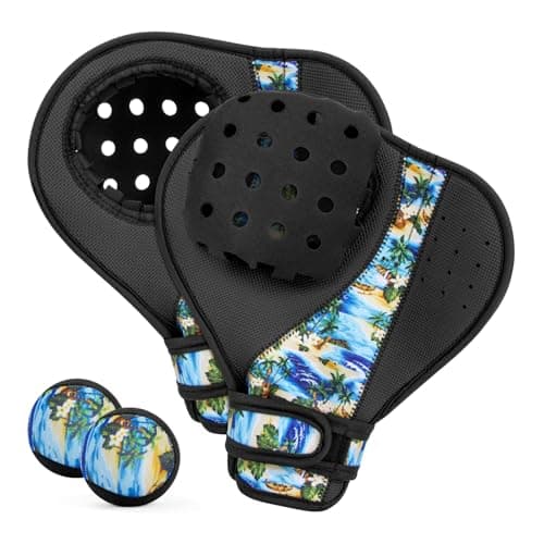 Water Baseball Glove & Ball Set, 2 Water Skip Balls with Neoprene Catch Mitts, Ambidextrous, Adjustable Wrist Strap & Drain Hole for Pool Beach Lake Summer Water Games