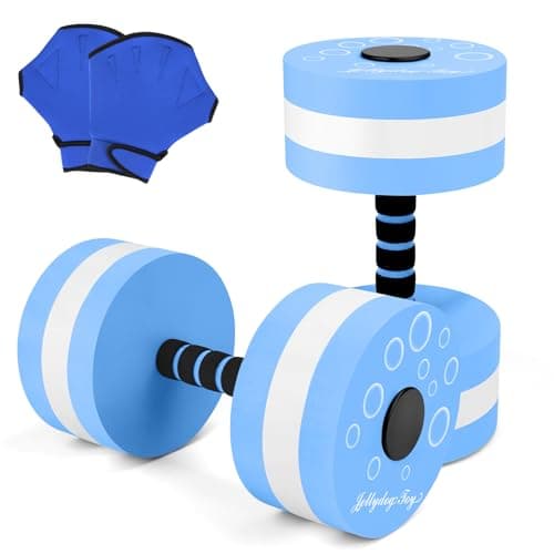Jellydog Toy Aquatic Exercise Dumbbells, 2PCS Aqua Fitness Barbells with Swimming Gloves, EVA-Foam Water Aerobics Equipment for Weight Loss, Pool Fitness, Water Exercise (Blue)