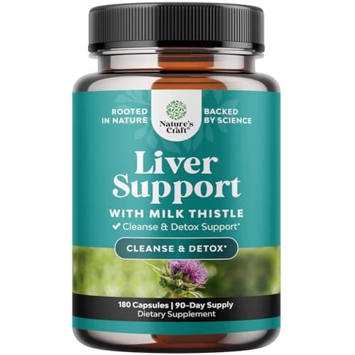 Natures Craft Liver Cleanse Detox & Repair 180 Capsules - Herbal Liver Support Milk Thistle Supplement - Silymarin Milk Thistle Supplements with Dandelion Root, Choline, Beetroot & Artichoke Extract