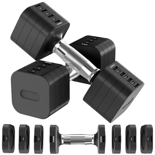 Hezeyferg 22LBS Adjustable Dumbbells Set, Adjustable Weight Dumbbells with 4 Levels 4.4lb, 6.6lb, 8.8lb, 11lb, Hand Weights Sets for Women/Men Home Gym Full Body Workout (11LB Each ( 22LB Pair ), Black)