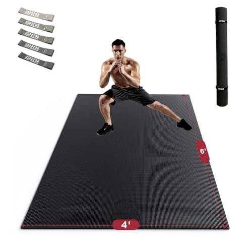 HAPBEAR Extra Large Exercise Mat-6'x4'x8mm(1/3 inch), Non-Slip, Ultra Durable, Thick Workout Mats for Home Gym Flooring Cardio, Yoga Mats for Fitness, High-Density Exercise Mat, Shoes-Friendly