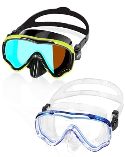EverSport 2 Packs Swim Goggles Adult with Nose Cover for Women Men No Leak, Clear Wide View Open Water Pool Swimming Goggles Silicone Shower Goggles Youth Nose Goggles