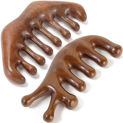 Moreinday Wooden Scalp Massager for Scalp Gua sha, Loc Comb, Massage Comb, Wooden Head Massager - 2 Pack