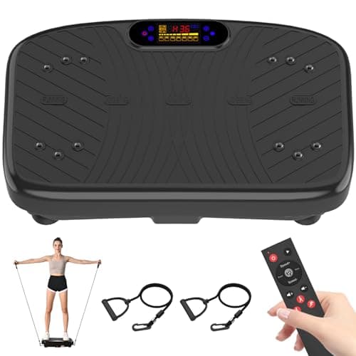 WATEYA Vibration Plate Exercise Machine, Vibrating Platform for Lymphatic Drainage with 200 Adjustable Speeds, Power Vibration Plate for Weight Loss & Fitness, Supports Max Weight 450 Lbs (Black)