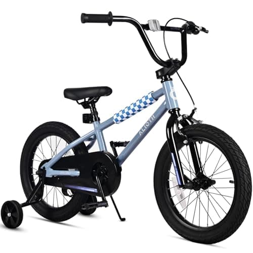 vollsch BMX Style Kids Bike for 2-8 Years Old Boys Girls Toddlers 14 Inch Bicycle with Training Wheels Coaster Brake, Grey