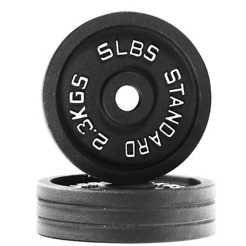 Fitvids 1 Inch Standard Weight Plates, 4x 5 LB Plates for Home Gym Strength Training, Deep Grip Edge