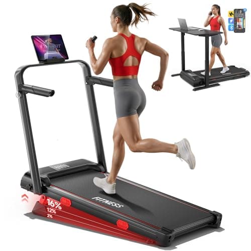 RHYTHM FUN 16% Walking Pad with Incline, 6.2MPH Foldable Walking Pad Treadmill with Handle Bar, Under Desk Treadmills for Home Office with Low Noise, 300 LBS Capacity