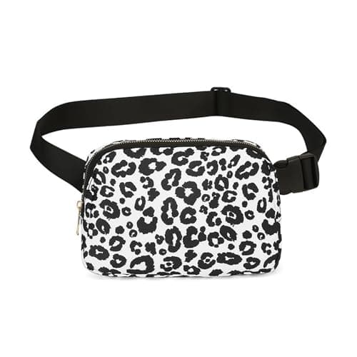 Waist Belt Bag Fashion Fanny Pack Women and Men Gift Crossbody Bag With Adjustable Strap For Travel Running Hiking Walking (Leopard Black)