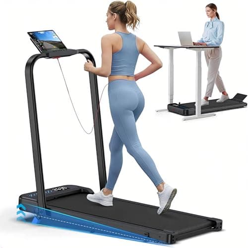 Cardirun Walking Pad with Incline and Handle Bar, Foldable Treadmills for Home Small Spaces, 3.0HP Quiet Compact Treadmill, Portable Under Desk Treadmill with LED Display, App & Remote Control
