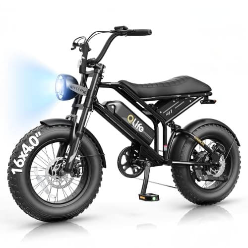 Qlife Spark D1 Electric Bike for Teens, 1500W Peak Motor Ebikes for Adults, 48V 10.4Ah Battery Adult Electric Bicycles, 16" Fat Tire Electric Motorcycle, 20+MPH Outdoor Mini E Bike Red