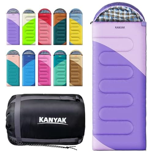 KANYAK Water-Resistant Portable Purple Sleeping Bag for Adults Teens and Kids, Perfect Outdoor Companion for 3-4 Season Hiking,Hunting,Camping and Backpacking