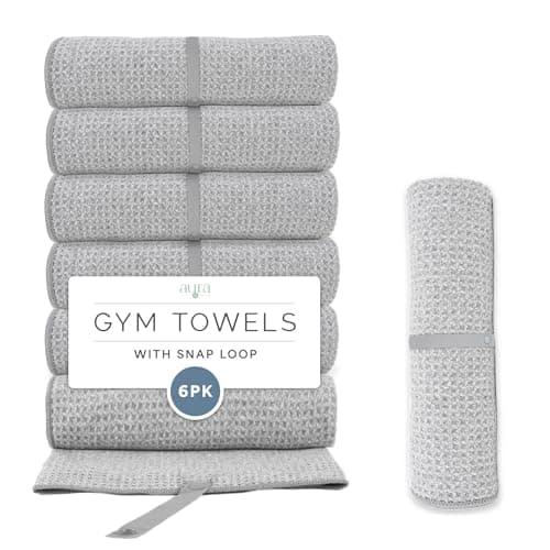 S&T INC. Microfiber Gym Towels with Snappable Hang Loop, Quick-Dry Workout, Yoga & Sports Towels, Soft Absorbent Towels for Gym, Travel & Home, 16 x 27 Inches, 6 Pack