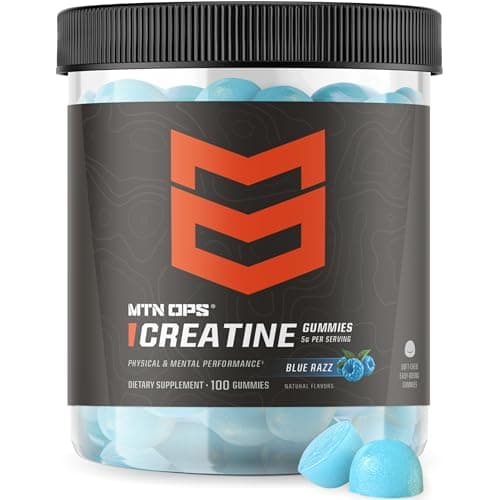 MTN OPS Creatine Gummies, 5g Creatine Monohydrate, Blue Razz, 100 Ct