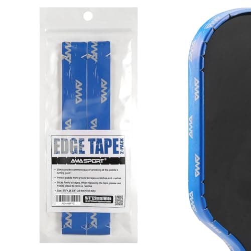 AMA SPORT Pickleball Paddle Edge Guard Tape with AMA Logo 2 Pack Protection Tapes 20mm Width Paddle Edge Cover Perfectly Fits Curved Without Wrinkling (Blue)