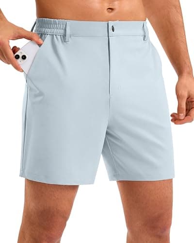Pudolla Men's Casual Shorts 5" Lightweight Golf Shorts with 3 Pockets Stretch Quick Dry Comfy Work Shorts(Cloudy_Grey L5_2XL