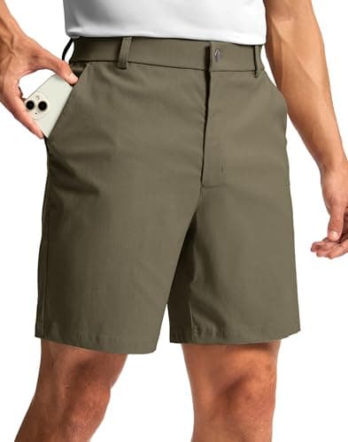 G Gradual Men's Golf Dress Shorts 5"/ 7"/ 9" Stretch Casual Work Flat Front Shorts for Men with 3 Pockets Quick Dry(Dusty Khaki,L7 W38)
