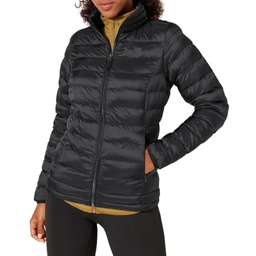 Amazon Essentials Women's Lightweight Water-Resistant Packable Puffer Jacket Outerwear, -black, Medium