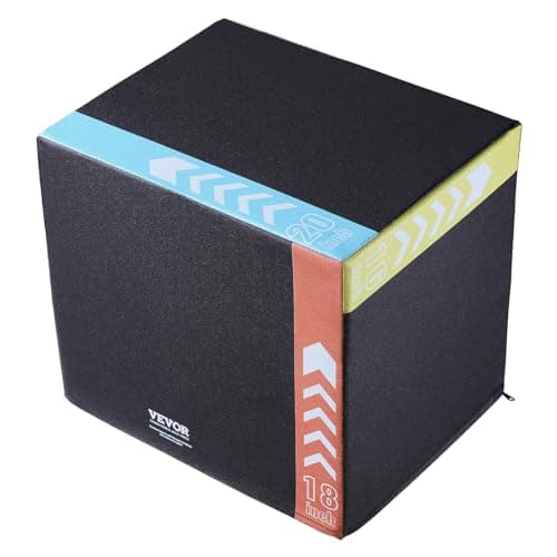 VEVOR 3 in 1 Plyometric Jump Box, Cotton Plyo Box, Platform & Jumping Agility Box, Anti-Slip Fitness Exercise Step Up Box for Home Gym Training, Conditioning Strength Training, 20"x18"x16", Black
