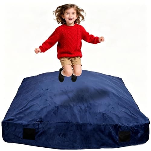 WOUDY Crash Mats for Kids Sensory, Sensory Pads for Autistic Children,Soft Foam Landing Zone, Soft, High-Density Foam Landing Zone Provides Safe Sensory, with Washable Cover (4ft*4ft) Blue