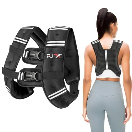 FUFF Weighted Vest Woman, 15 LB Womens Weight Vest for Walking, Strength Training Weight Vests for Female Men, Reflective Stripe Fitness Body Vest for Workout Running Jogging (Black)