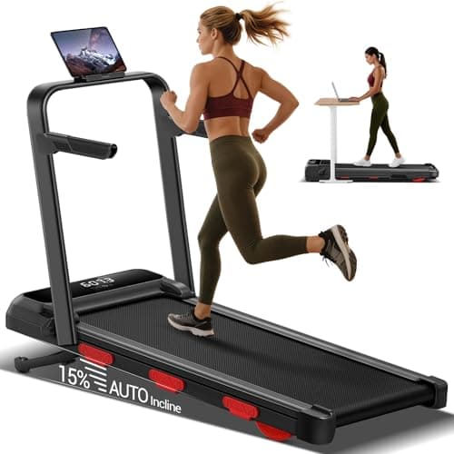 15% Auto Incline Walking Pad Treadmill with 12-Level, Under Desk Treadmill with Handles, Portable Treadmills for Home Small, 43″ High Armrests