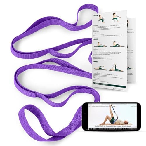 Trideer Stretching Strap with Loops & Leg Lifter, Non-Elastic PT-Style Physical Therapy Strap for Knee Replacement Rehab, Hamstring, Calf & Back Stretcher Mobility, Hip, Shoulder & Yoga