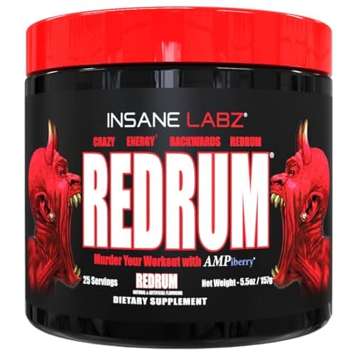 Insane Labz Redrum High Stim Pre-workout NO Booster Powder, Loaded with Beta Alanine, Agamatine Sulfate, Taurine and Fueled by AMPiberry & OXYgold for Strenth and Recovery, 25 Servings, REDRUM (Grape)