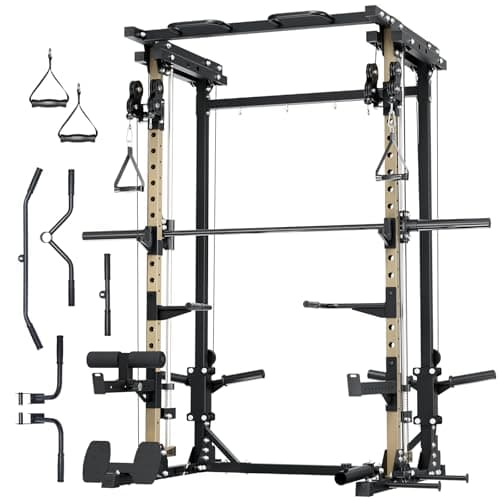 Major Fitness Drone3 Smith Machine, All-in-One Home Gym Power Rack with Cable Crossover, Pull-Up Bars, T-Bar & Squat Station, Heavy-Duty Full-Body Workout for Strength Training (D3SMS-KHA (Rack Only)