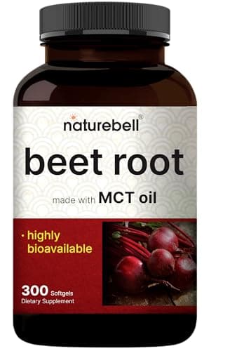 NatureBell Beet Root Extract – 300 Softgels | Supports Heart Health & Nitric Oxide Production* | Max Strength Beet Root Capsules with MCT Oil | High Bioavailability Formula