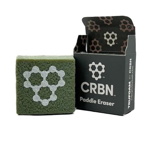 CRBN Pickleball - Paddle Eraser, Best Carbon Fiber Pickle Ball Racket Cleaner, Fast & Easy Rubber Bar to Remove Ball Residue, Dirt, & Minor Scrapes/Scratches - Patent Pending (Green, 1 Pack)