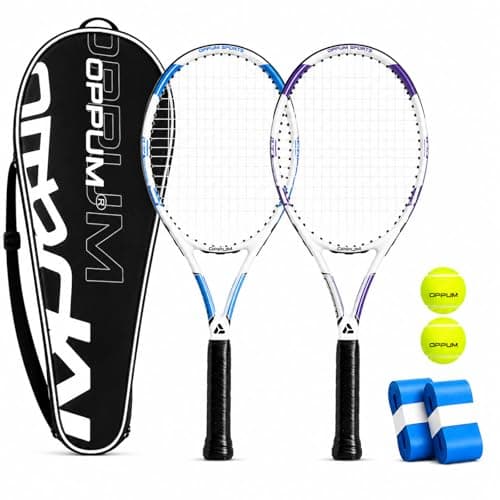 OPPUM Women's Tennis Racket Set of 2, 27 Inch Pre-Strung for Beginners