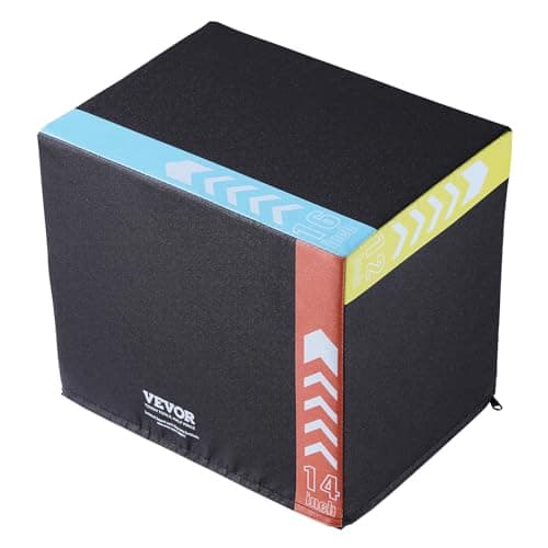 VEVOR 3 in 1 Plyometric Jump Box, 16/14/12 Inch Cotton Plyo Box, Plyometric Platform & Jumping Agility Box, Anti-Slip Fitness Exercise Step Up Box for Home Gym Training, Conditioning Strength Training, Black