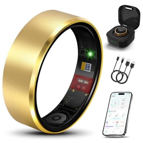 Milavan Smart Ring 2.0 for Women Men, Slim Scratch & Fingerprint Resistant Design, Advanced Chip Fitness Tracker, Sleep, Stress & Activity Monitoring, Waterproof, No Subscription Fees, Gold 8