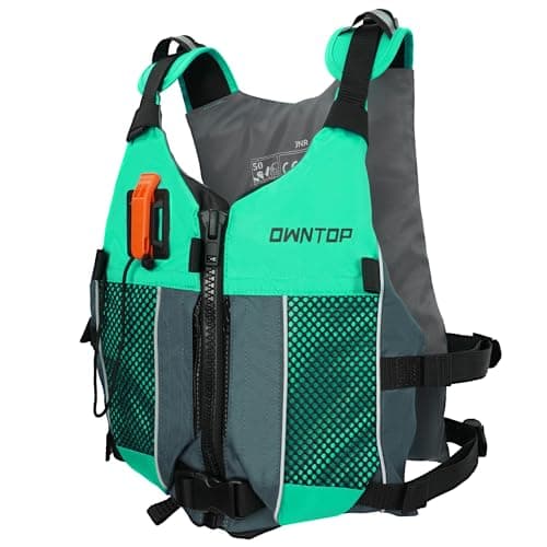 Owntop Swim Jacket Adult, Lightweight Kayak Swim Vests, Hydration Pocket for Wakeboard, Boating, Fishing, Water Sports (Green, M/L)