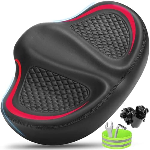 CDYWD New Noseless Bike Seat for Men Women Comfort, Extra Wide Soft Padded Bicycle Seat, Large Comfortable Bike Saddle for Peloton, Stationary Exercise Bike, Ebike, Scooter, Beach Cruiser, City Bike